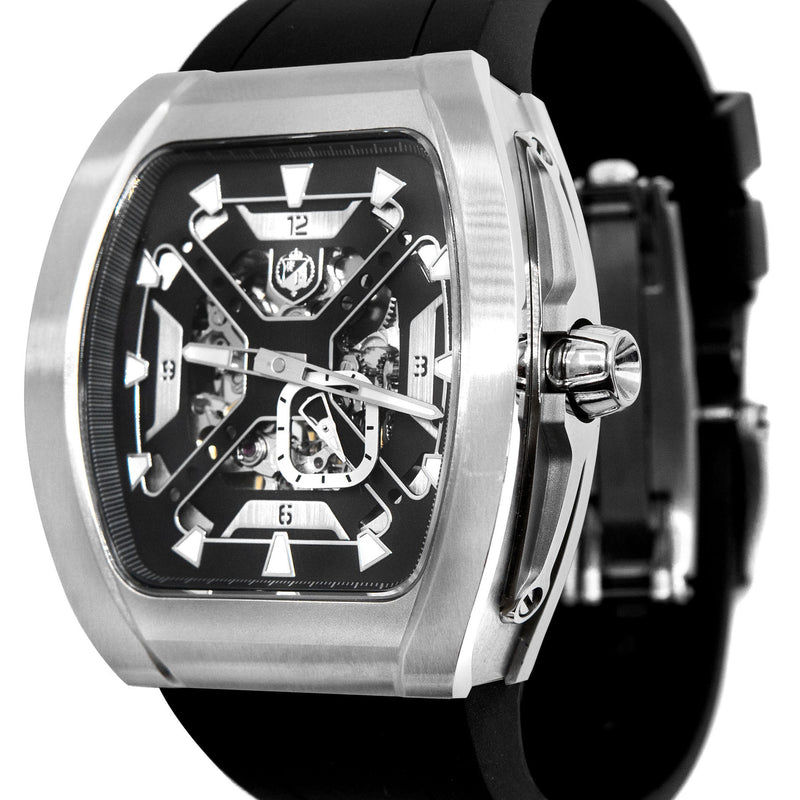 Frost NYC Mens Watch - Automatic Skeleton Stainless Steel Sport Watch | FRST-01-XS | Black