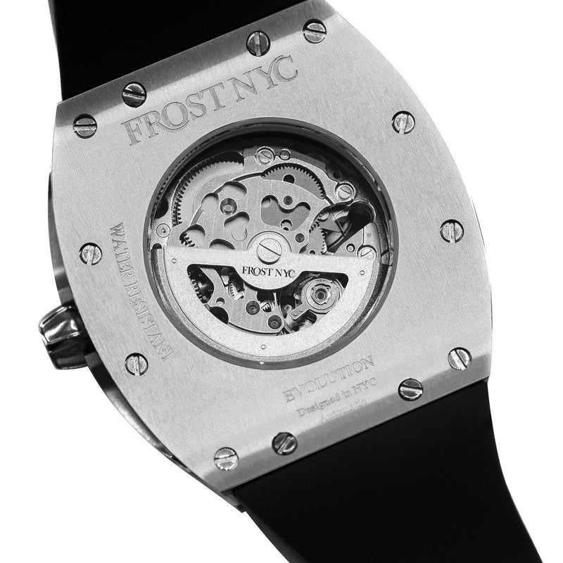 Frost NYC Mens Watch - Automatic Skeleton Stainless Steel Sport Watch | FRST-01-XS | Black