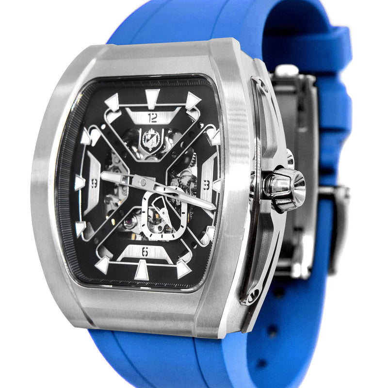Frost NYC Mens Watch - Automatic Skeleton Stainless Steel Sport Watch | FRST-01-XS | Blue