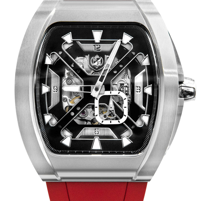 Frost NYC Mens Watch - Automatic Skeleton Stainless Steel Sport Watch | FRST-01-XS | Red