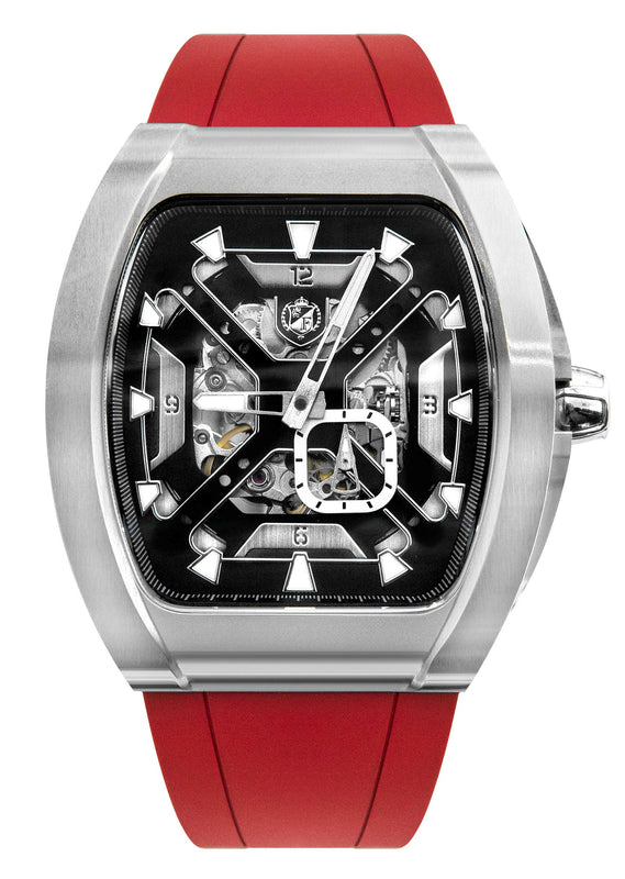 Frost NYC Mens Watch - Automatic Skeleton Stainless Steel Sport Watch | FRST-01-XS | Red