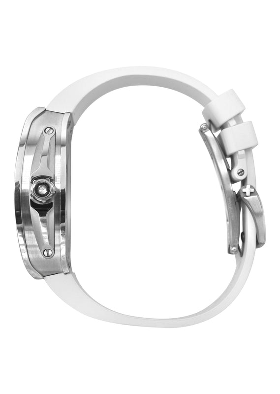 Frost NYC Mens Watch - Automatic Skeleton Stainless Steel Diamond Sport Watch | FRST-01-SS-D | White