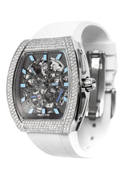 Frost NYC Mens Watch - Automatic Skeleton Stainless Steel Diamond Sport Watch | FRST-01-SS-D | White