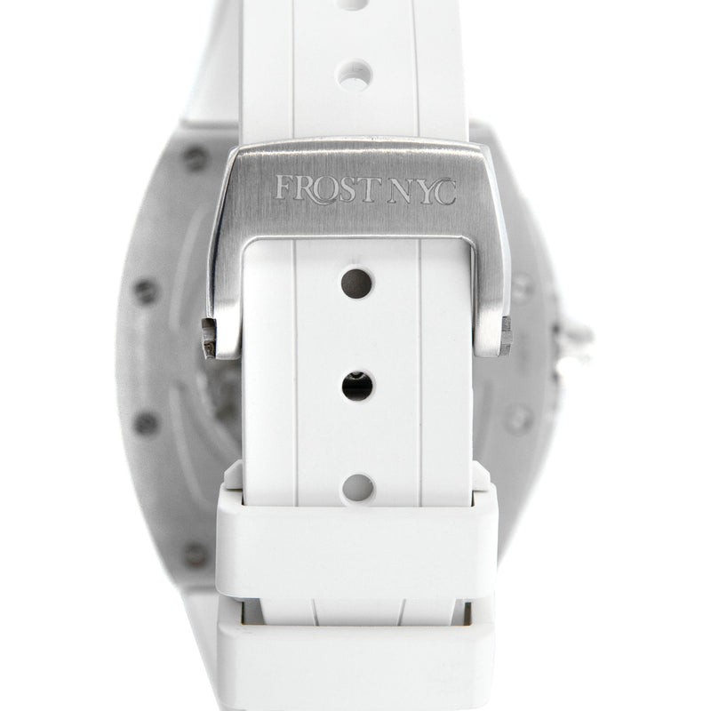 Frost NYC Mens Watch - Automatic Skeleton Stainless Steel Sport Watch | FRST-01-SS | White