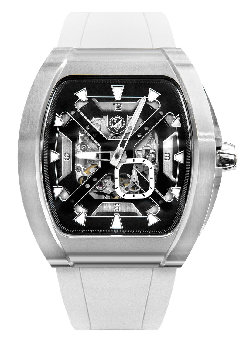 Frost NYC Mens Watch - Automatic Skeleton Stainless Steel Sport Watch | FRST-01-XS | White