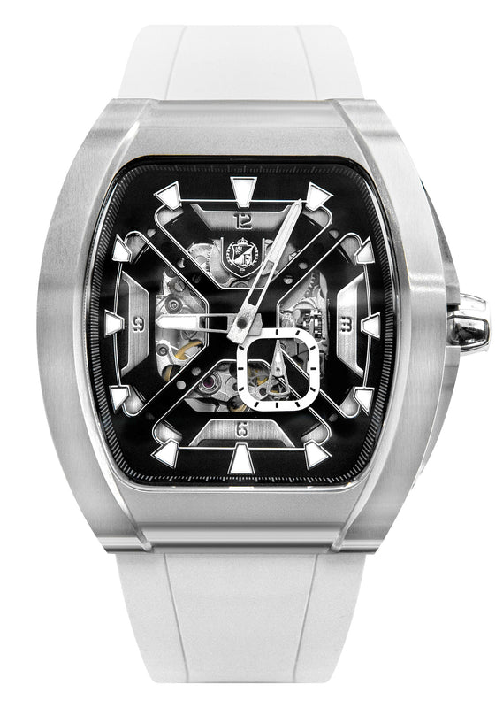 Frost NYC Mens Watch - Automatic Skeleton Stainless Steel Sport Watch | FRST-01-XS | White