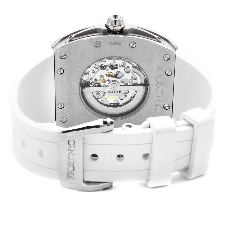 Frost NYC Mens Watch - Automatic Skeleton Stainless Steel Sport Watch | FRST-01-XS | White