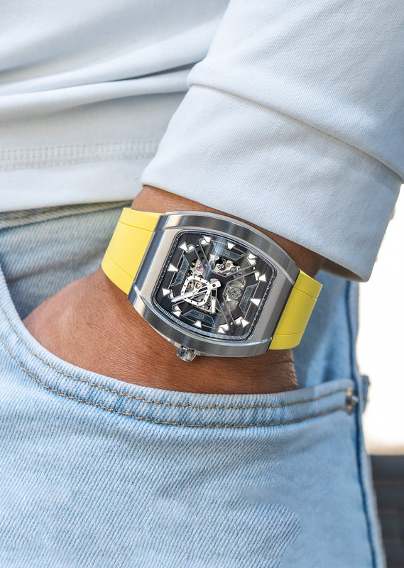 Frost NYC Mens Watch - Automatic Skeleton Stainless Steel Sport Watch | FRST-01-XS | Yellow