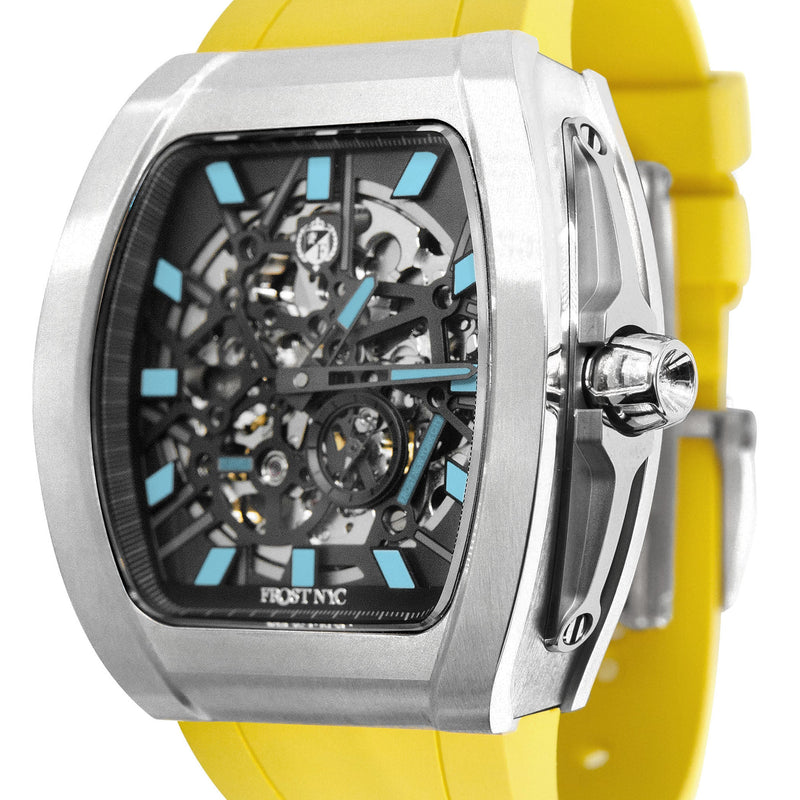 Frost NYC Mens Watch - Automatic Skeleton Stainless Steel Sport Watch | FRST-01-SS | Yellow