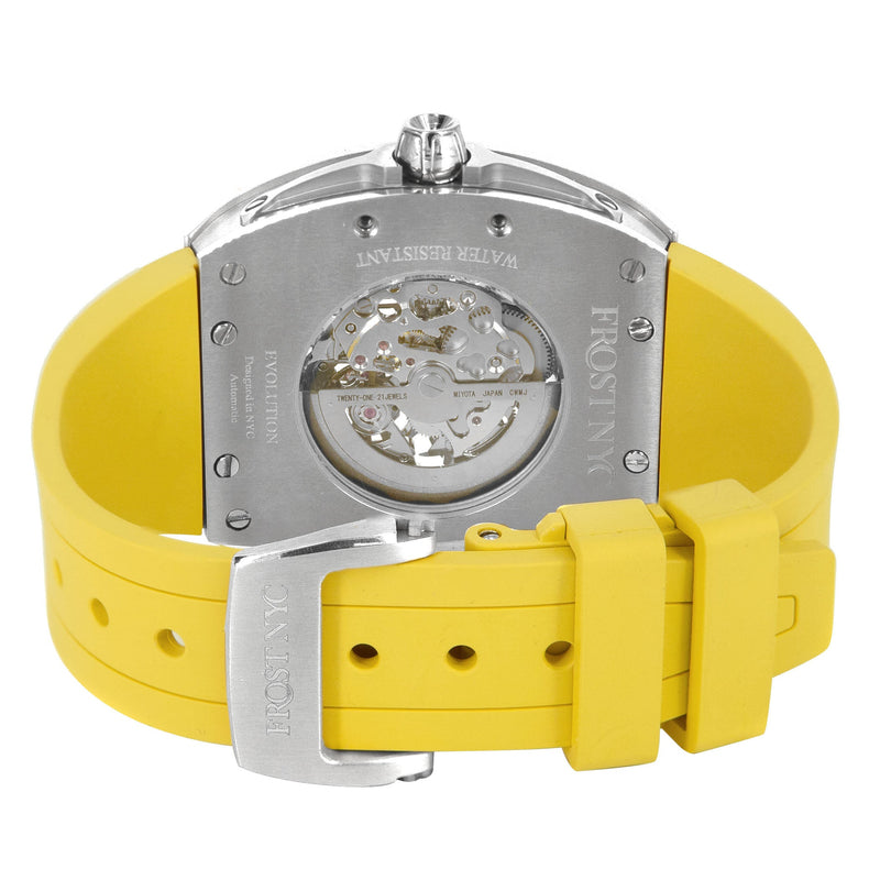 Frost NYC Mens Watch - Automatic Skeleton Stainless Steel Sport Watch | FRST-01-SS | Yellow