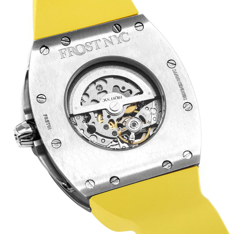 Frost NYC Mens Watch - Automatic Skeleton Stainless Steel Sport Watch | FRST-01-XS | Yellow