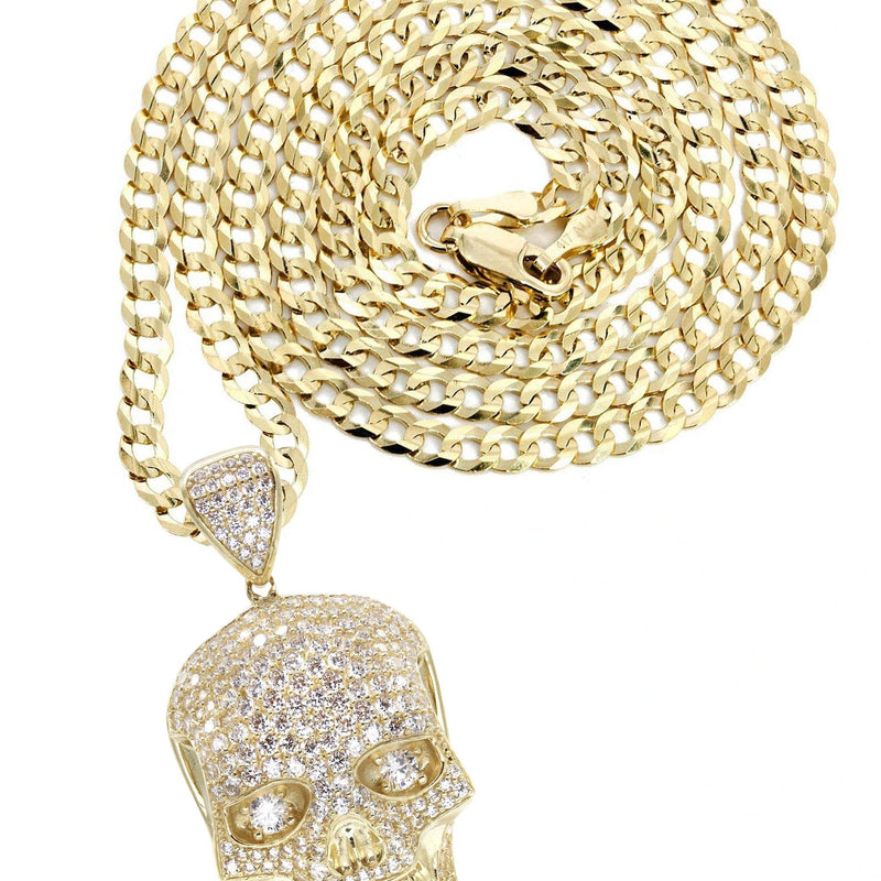 10K Yellow Gold Skull Head Necklace | Appx. 19.4 Grams