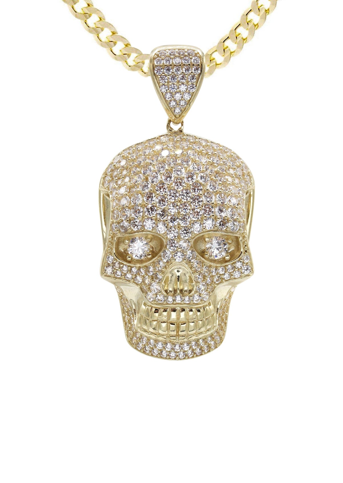 10K Yellow Gold Skull Head Necklace | Appx. 19.4 Grams