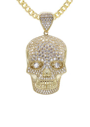 10K Yellow Gold Skull Head Necklace | Appx. 19.4 Grams