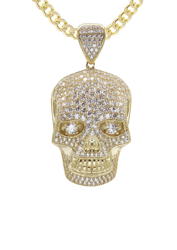 10K Yellow Gold Skull Head Necklace | Appx. 19.4 Grams