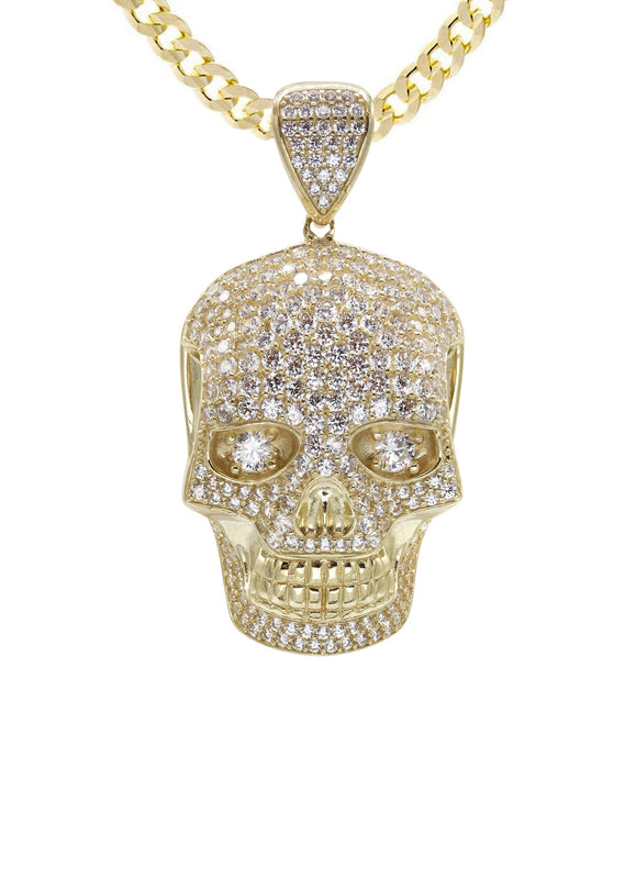 10K Yellow Gold Skull Head Necklace | Appx. 19.4 Grams