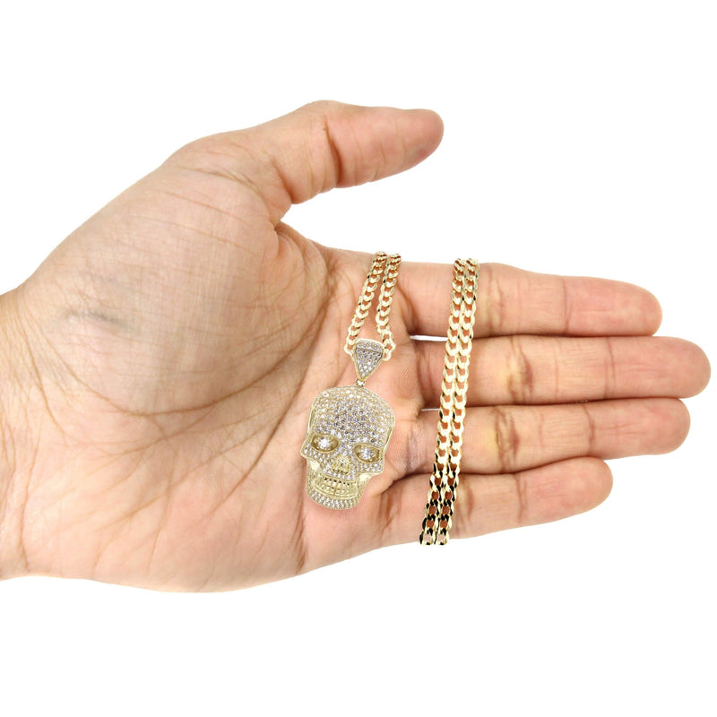 10K Yellow Gold Skull Head Necklace | Appx. 19.4 Grams