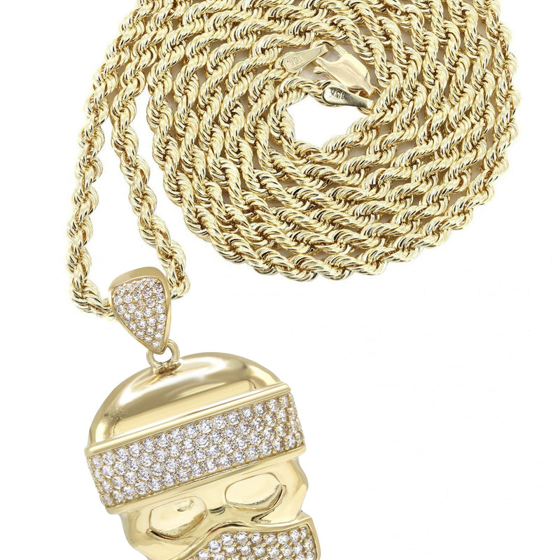 10K Yellow Gold Skull Bandit Necklace | Appx. 20 Grams