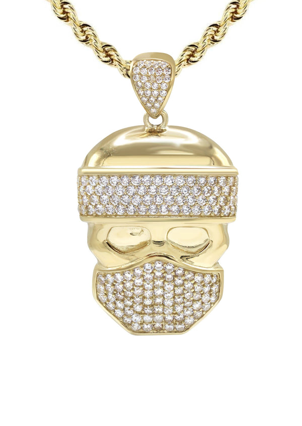 10K Yellow Gold Skull Bandit Necklace | Appx. 20 Grams