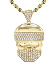 10K Yellow Gold Skull Bandit Necklace | Appx. 20 Grams