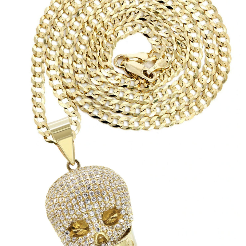 10K Yellow Gold Skull Head Necklace | Appx. 21 Grams
