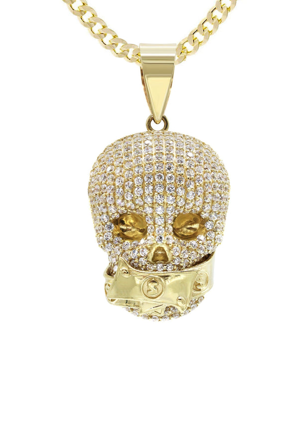 10K Yellow Gold Skull Head Necklace | Appx. 21 Grams
