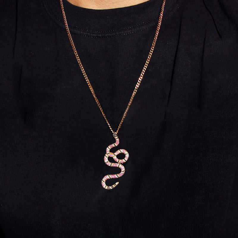Gold Plated Franco Link Chain & Twisted Snake Pendant | Appx. 10 Grams