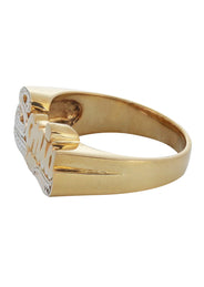 14K Two Tone Diamond Cut Gold Name Ring | Appx. 3.7 Grams