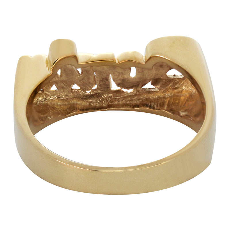 14K Two Tone Diamond Cut Gold Name Ring | Appx. 3.7 Grams