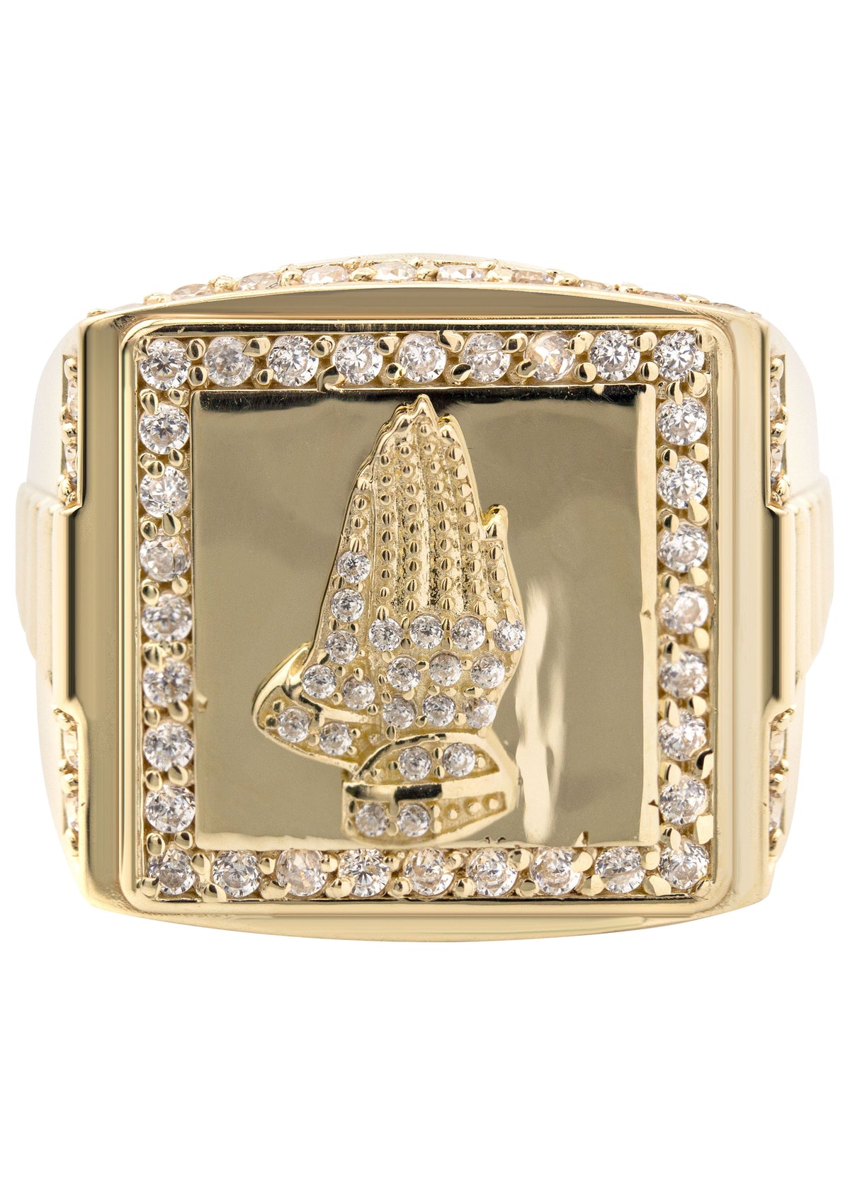 10K Gold Cz Praying Hands Ring For Men | 6 Grams