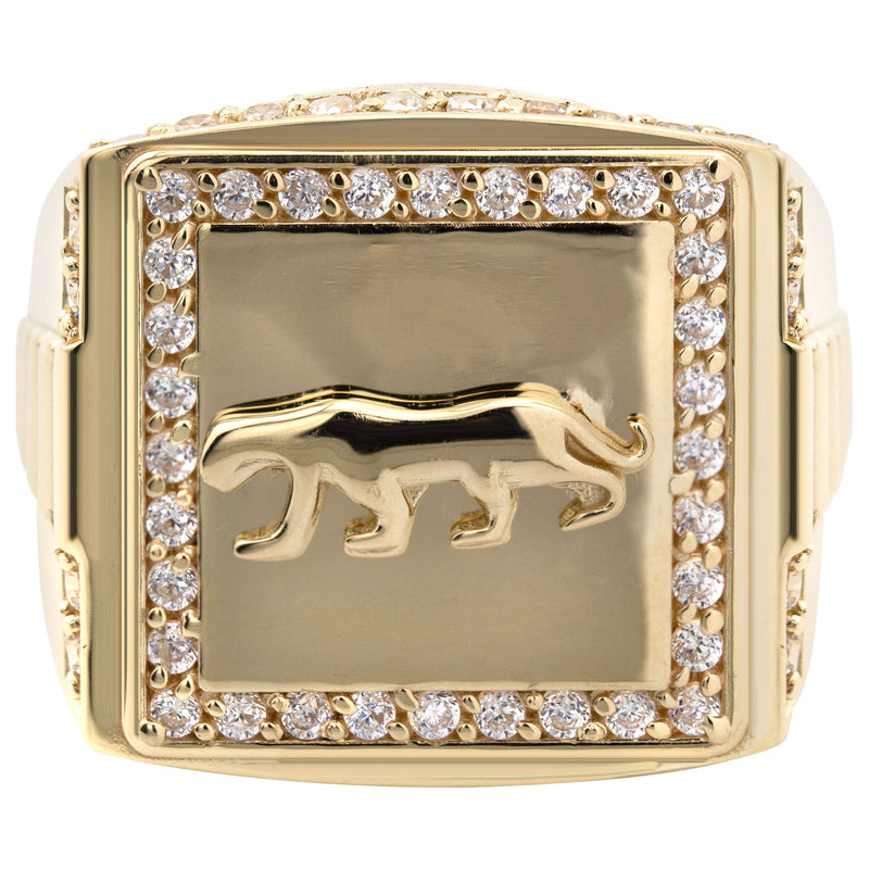 10K Gold Cz Tiger Ring For Men | 6 Grams