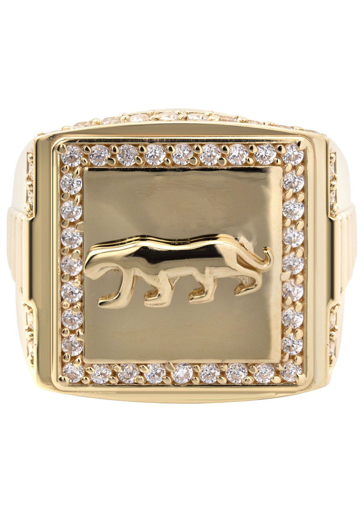 10K Gold Cz Tiger Ring For Men | 6 Grams