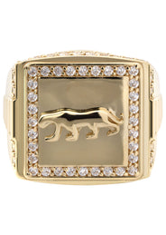 10K Gold Cz Tiger Ring For Men | 6 Grams