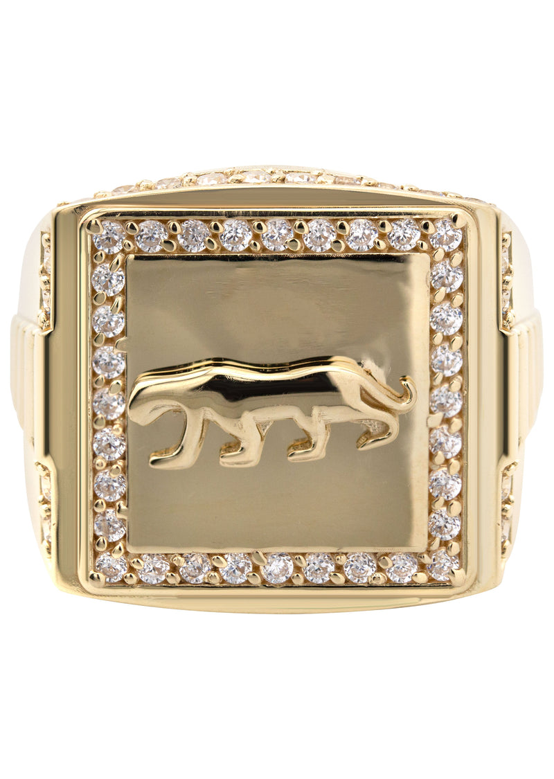 10K Gold Cz Tiger Ring For Men | 6 Grams