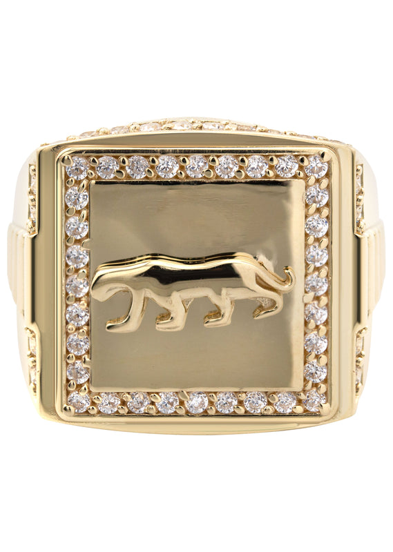 10K Gold Cz Tiger Ring For Men | 6 Grams