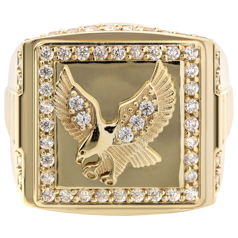 10K Gold Cz Eagle Ring For Men | 6 Grams