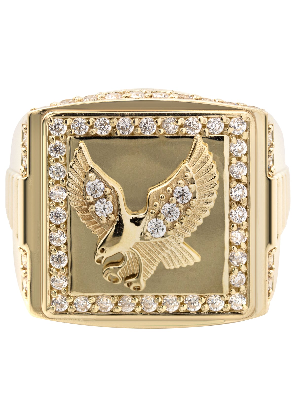 10K Gold Cz Eagle Ring For Men | 6 Grams