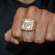 10K Gold Cz Eagle Ring For Men | 6 Grams