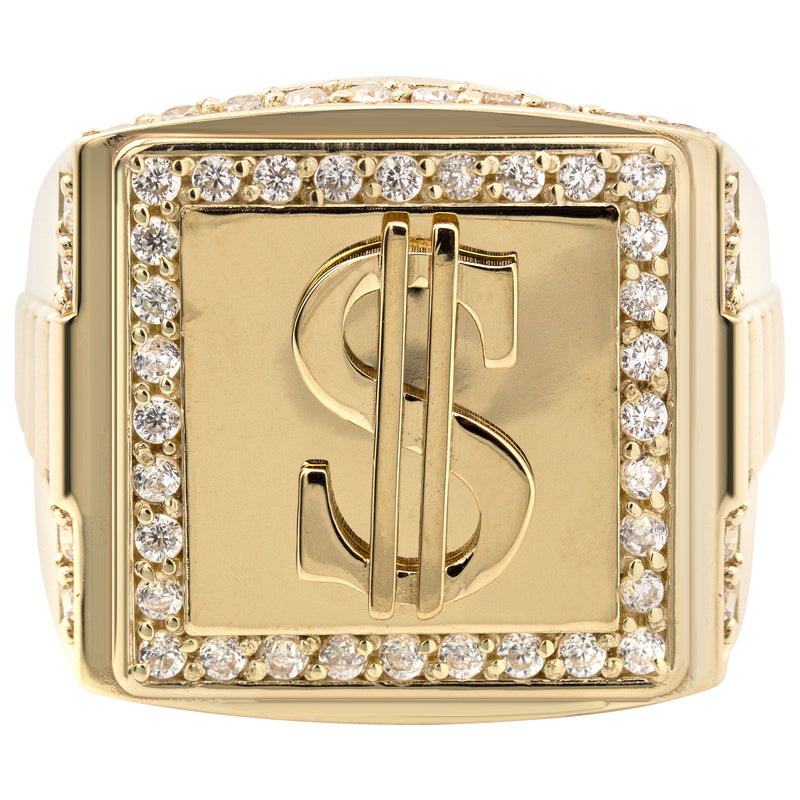 10K Gold Cz Money Sign Ring For Men | 6 Grams