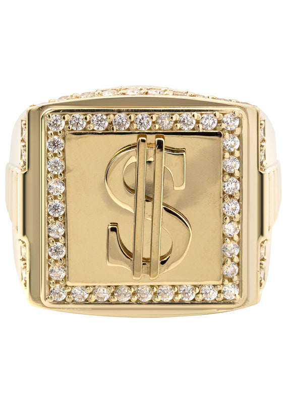 10K Gold Cz Money Sign Ring For Men | 6 Grams