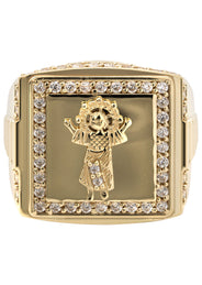 10K Gold Cz Baby Jesus Ring For Men | 6 Grams