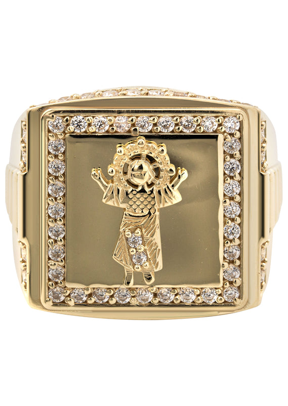 10K Gold Cz Baby Jesus Ring For Men | 6 Grams