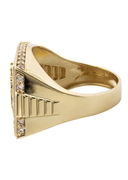 10K Gold Cz Marihuana Leaf Ring For Men | 6 Grams