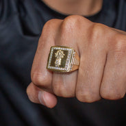 10K Gold Cz Baby Jesus Ring For Men | 6 Grams