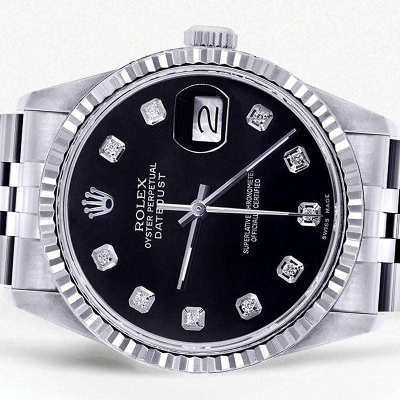 Mens Rolex Datejust Watch 16200  | 36Mm | Black Dial | Jubilee Band