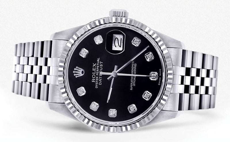 Mens Rolex Datejust Watch 16200  | 36Mm | Black Dial | Jubilee Band