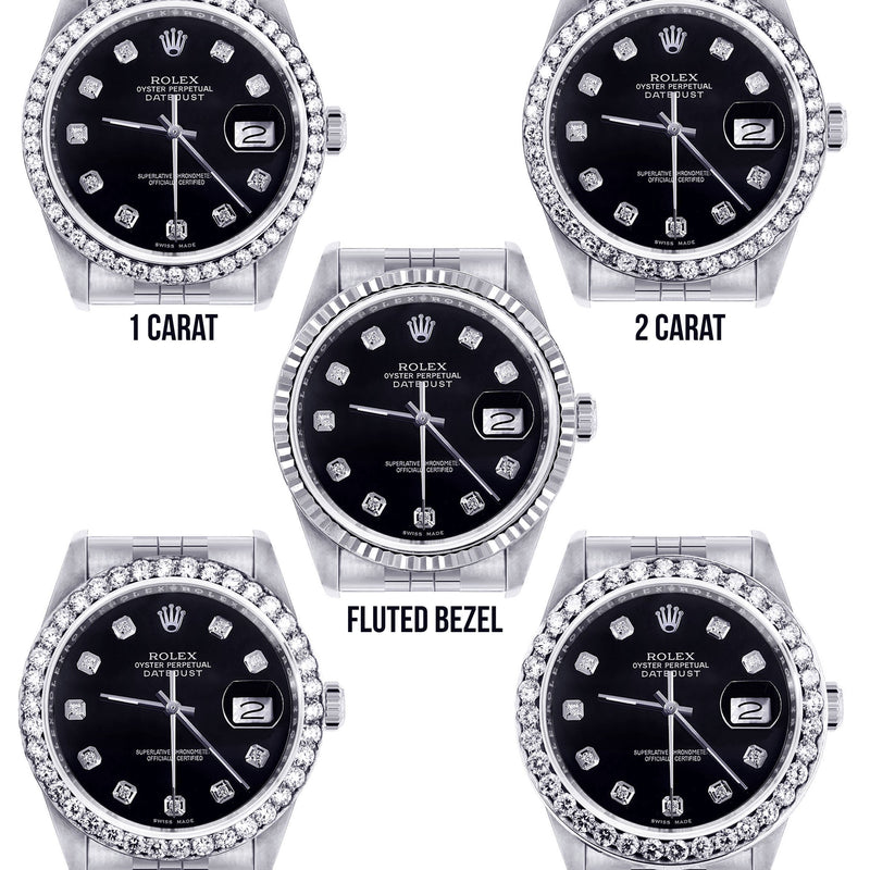 Womens Rolex Datejust Watch 16200 | 36Mm | Black Dial | Jubilee Band
