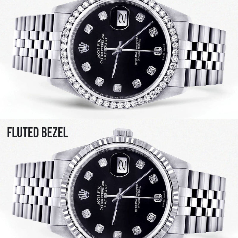 Mens Rolex Datejust  Watch 16200 | 36Mm | Black Dial | Jubilee Band