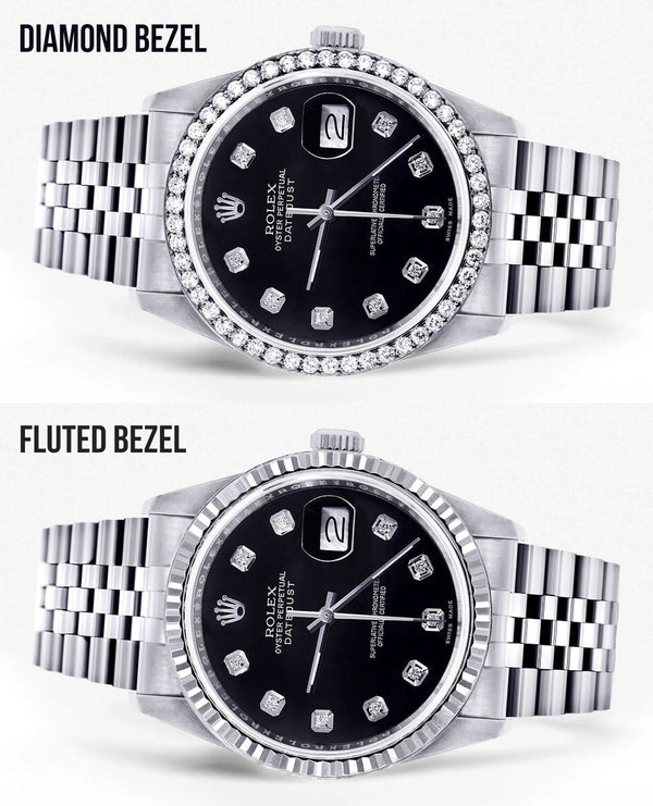 Mens Rolex Datejust  Watch 16200 | 36Mm | Black Dial | Jubilee Band