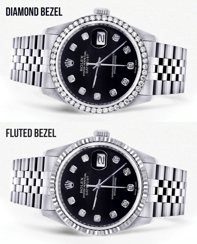 Mens Rolex Datejust  Watch 16200 | 36Mm | Black Dial | Jubilee Band